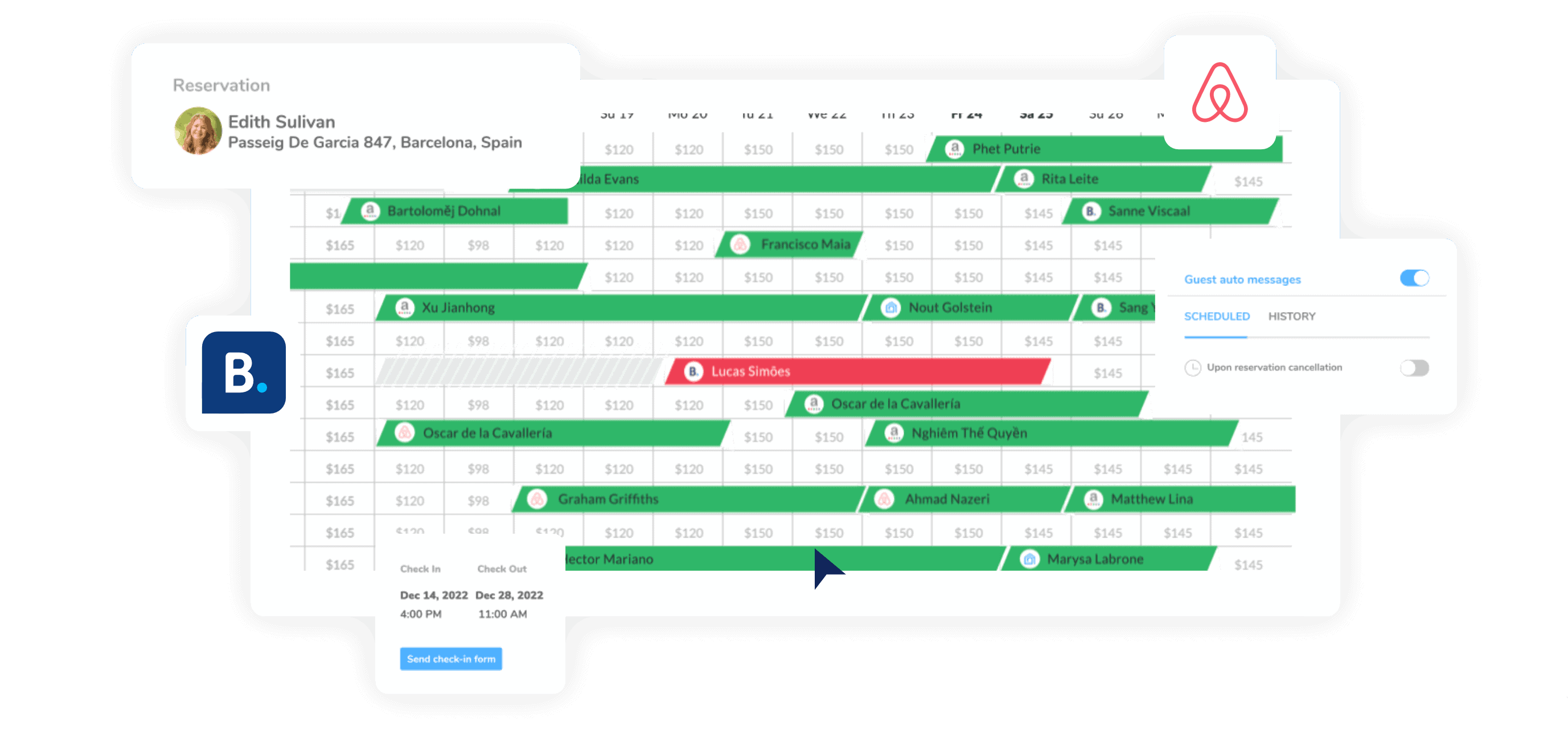 Guesty support booking calendar
